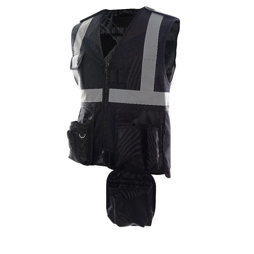 HI VIS CLASS 2 MULTI POCKET TOOL VEST *FITS OVER HARNESS - BLACK